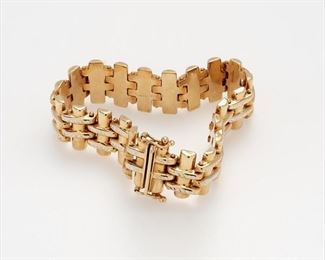 5. Basket Weave Link Bracelet, 14K