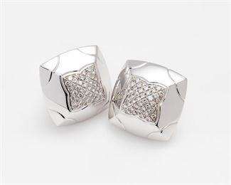7. Bvlgari Pyramid Diamond Pave' 18k Earrings 