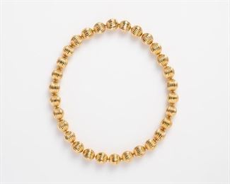 12. Tiffany & Co. 18k Fluted Gold Bead Necklace 