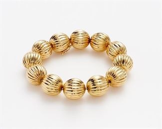 11. Tiffany & Co. 18k Fluted Gold Bead Bracelet 