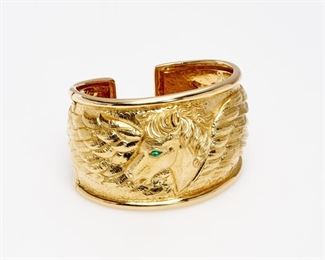 15. David Webb Kingdom Pegasus Cuff, 18k