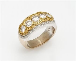 25. 18k Diamond / Yellow Diamond Contemporary Ring