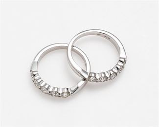28. Pair of Diamond Line Rings by Hearts On Fire 1.5 ctw
