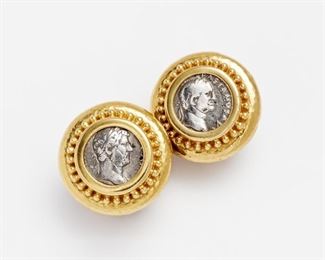30. Elizabeth Locke Ancient Coin 18k Earrings