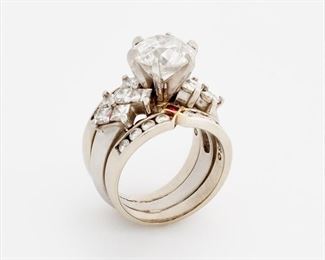 37. 3 Band Diamond Ring with 6.24ctw, 14k, plat. 