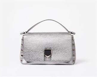 40. Jimmy Choo Med. Lockett Metallic Grainy Leather Handbag