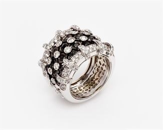 42. Diamond & Black Diamond Wide Ring by RCM