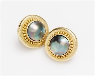 58. Elizabeth Locke 18k Abalone Earrings