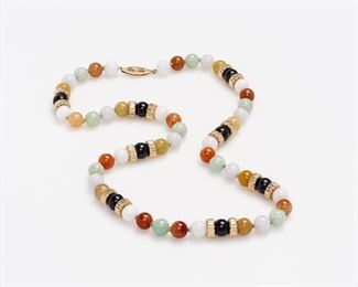 63. Jadeite Multicolor Bead Necklace