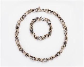 71. John Atencio Paradox Necklace & Bracelet, 18k, Sterling
