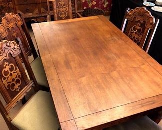 Mahogany Dining Table w/ 2 Sliding Leaves; 5 Dining Chairs