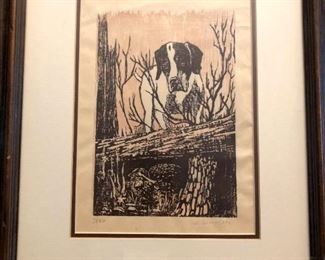 J. Simpson, Hunting Dog, numbered print