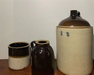 Brown Stoneware Crocks Jugs