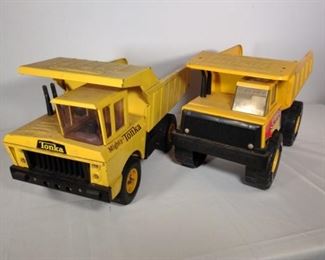 Two Vintage Tonka Metal Dump Trucks