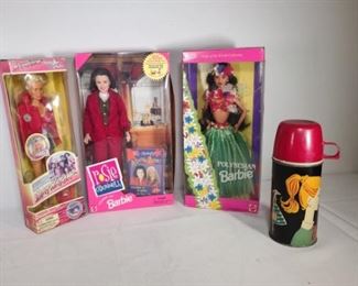 Vintage Celebrity Barbie Dolls and Thermos