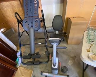 Exercise bike and inverted back stretcher