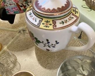 Mid century Chinese tea pot and cups