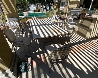 Large stone top patio table and chairs (looks like Kreiss but no label )