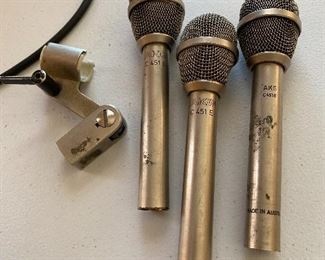 3 AKG C 451 microphones & 1 AKG microphone holder 