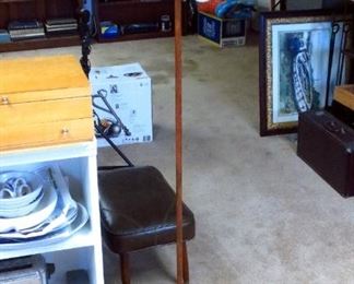 Early Danish Modern teak and brass floor lamp