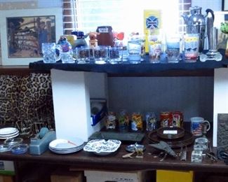 Collector Glasses, Brass figures, drinking glass holders, salt and peppers