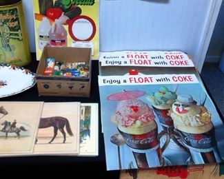 Coca Cola advertising posters, horse place mats