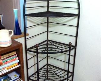 Iron & Brass Corner Standing Shelf