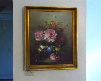 Original Signed Oil On Canvas Floral Painting