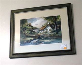 George Bjorkland "Cottage by the Sea" Original Signed Watercolor