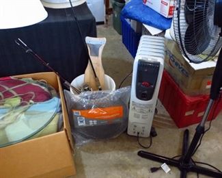 Fishing Rods, Space Heater, Fan