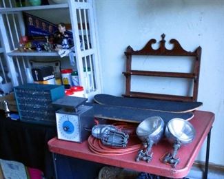 Dune Buggy Lights, "Trouble" Car Light & Extra Steampunk Cage, Vintage Skateboards, Spoon Rack