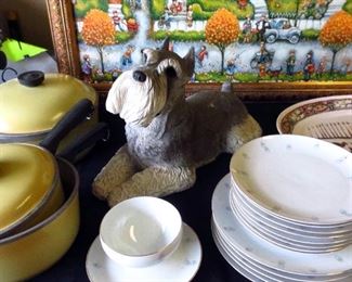 Large Signed Schnauzer Dog Figure