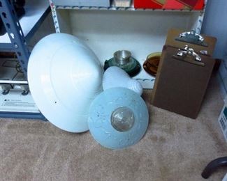 Ceiling Glass Light Fixture Globes or Shades & Vintage Wooden Clip Boards