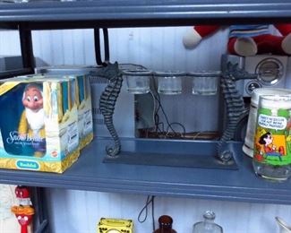 Cast Iron Seahorse & Disney Seven Dwarfs Figurines