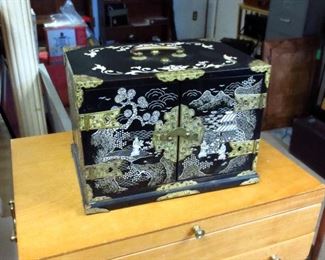 Chinese rosewood mother-of-pearl jewelry cabinet