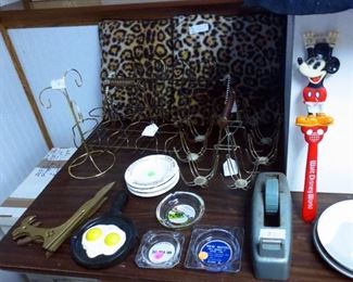 Vintage metal drinking glass holders or racks, ashtrays