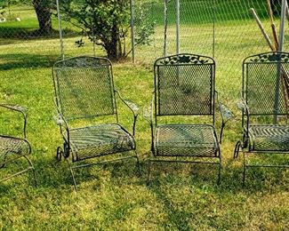 Set of four mesh lawn chairs