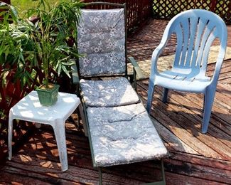 Lawn table, chaise & chair