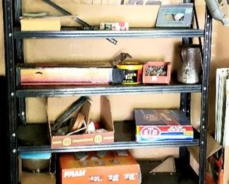 Shelf unit, assorted tools & supplies