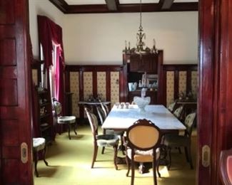 Huge marble top dining room table seats 10 