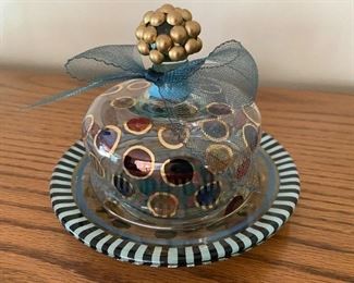 Mackenzie-Childs glass cover and dish