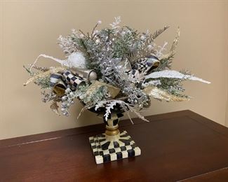 Mackenzie-Childs vase and flower arrangement