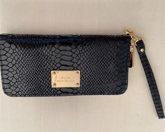 Michael Kors black leather clutch purse