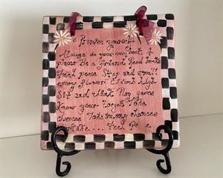 Mackenzie-Childs plaque on stand