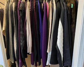 Assortment of women's clothes by brands such as J Crew, Banana Republic, Athleta, Anthropologie, Kenneth Cole, Bruno Manetti, Lucy, Bagatelle and others.