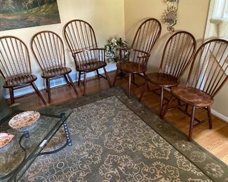 Mid 20th Century Nichols & Stone Country French Bowback Windsor Dining Chairs (6) (2 w/ arms)