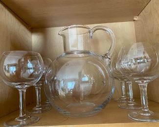 Tiffany and Co. 68 oz Pitcher with 6 Crystal Glasses