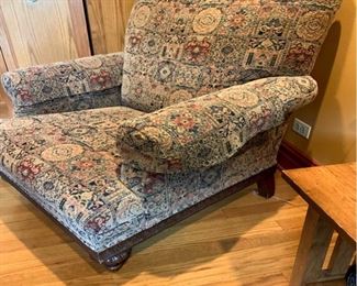 Two tapestry upholstered chairs - 31 1⁄2w 31d 38h