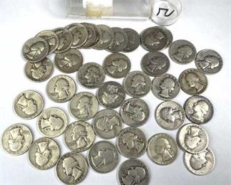 Roll of Silver Washington Quarters, 30s-50s
