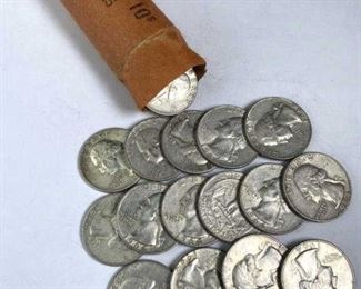 Roll of 1964-D Washington Silver Quarters